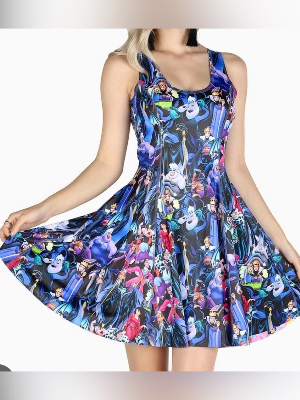 Blackmilk Disney Villans VS Princesses inside out reversible skater dress SM